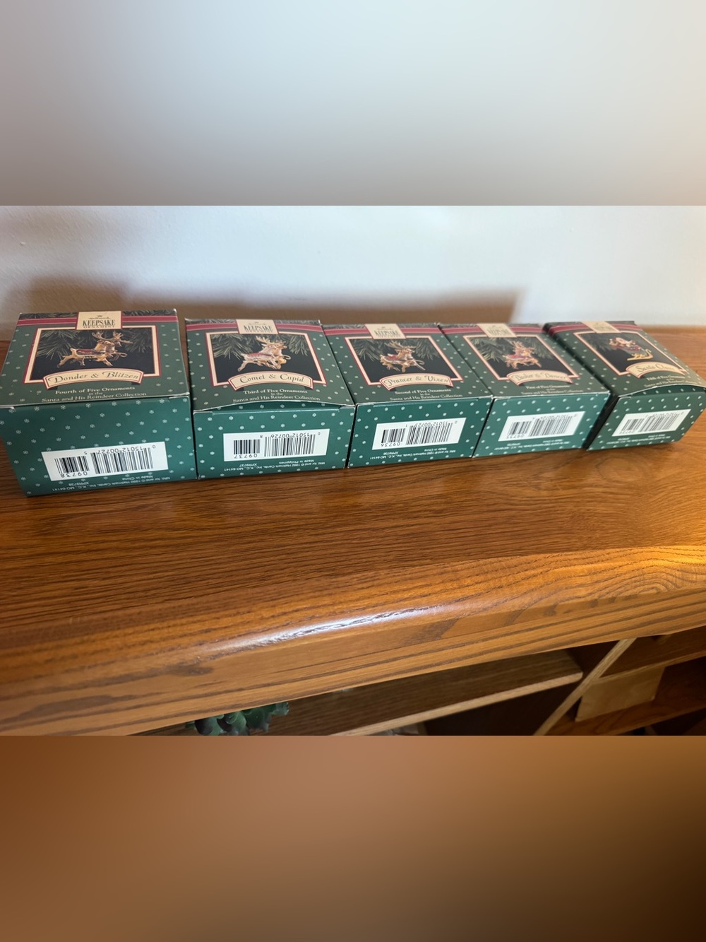 Hallmark santa and reindeer Ornament in original Boxes - Set of 5